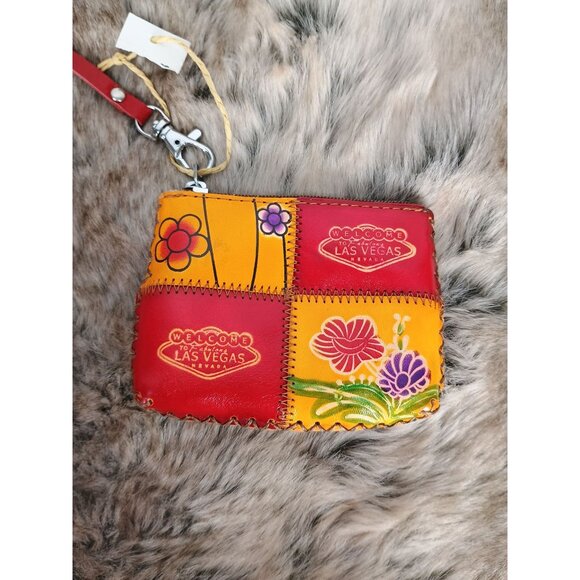 Welcome To Las Vegas Patchwork Hand Stitched Leather Coin Purse - Picture 2 of 4